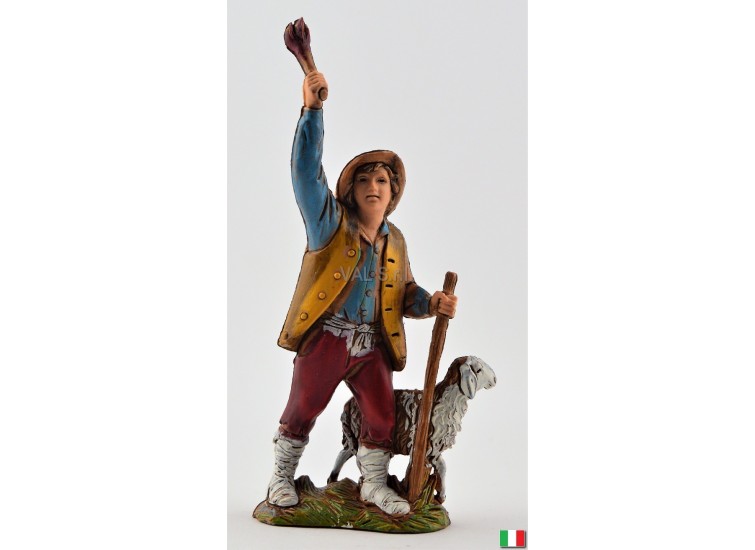 Uomo pastore con fiaccolo Landi cm. 8 - Statuine - Presepe e Presepi