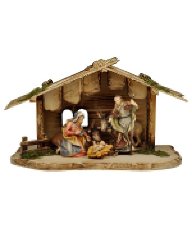 Wood nativity hut with nativity 3 pieces - Huts - Nativity scenes...