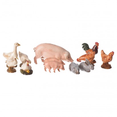 LOT JOUET FIGURINES ANIMAUX DE LA FERME COCHON POULE PLASTIQUE PVC  COLLECTION