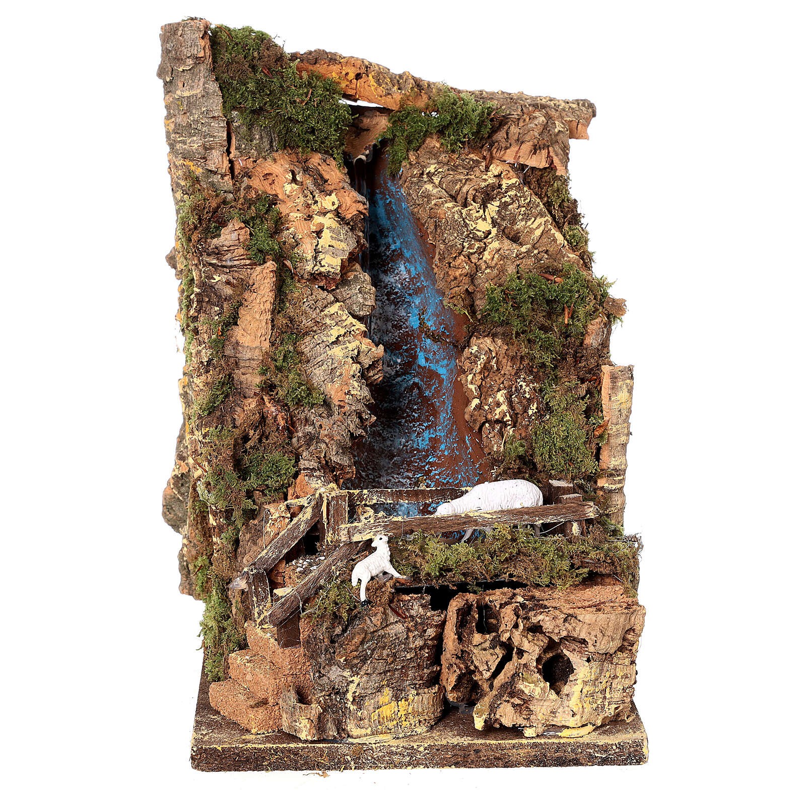 Cascata 18x33x20 cm (7,08x12,99x7,87 Inch) con Ponte e Pecore per Presepe Holyho - Afbeelding 1 van 1
