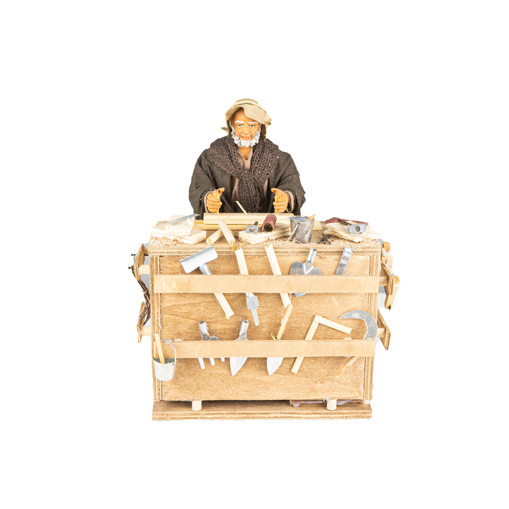 Carpenter with Moving Plan 30 cm (11.81Inch) - Neapolitan Terraco Nativity scene-